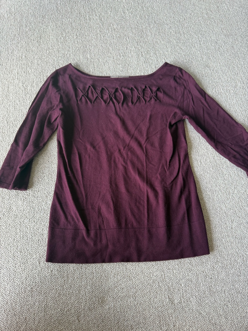 Effie's Heart Plum Knit Long-Sleeve Top with Lattice Back Detail